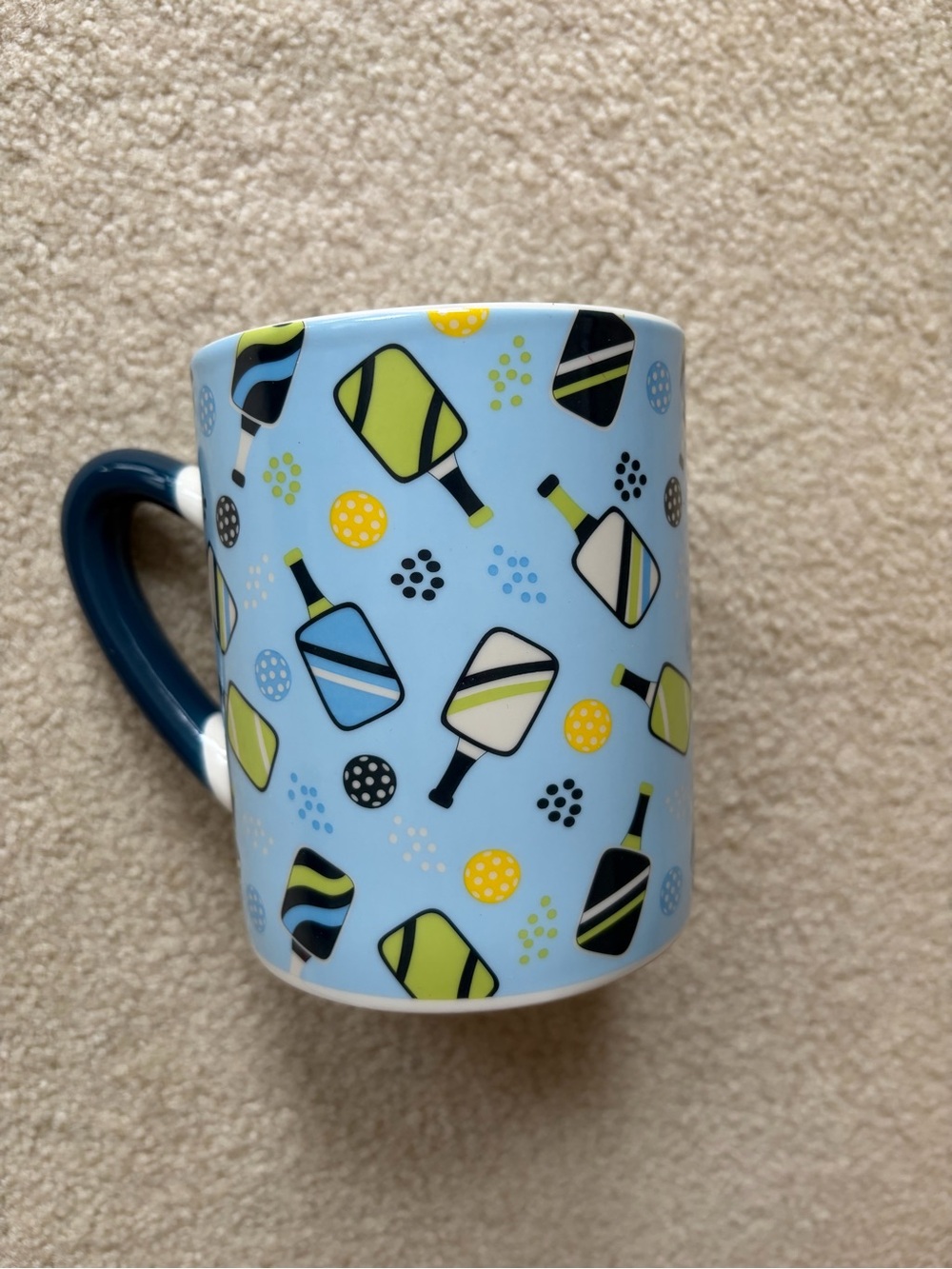 Blue Pickleball Pattern Ceramic Mug - Light Blue
